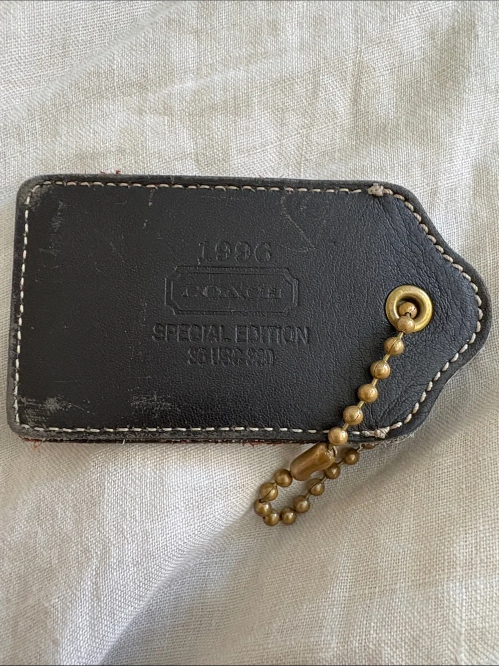 COACH 1996 USA Olympic Brown Leather Luggage Tag